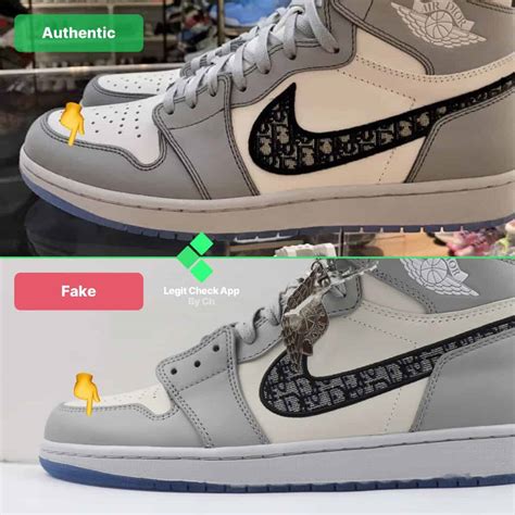 jordan 1 dior fake vs real|dior nike logo.